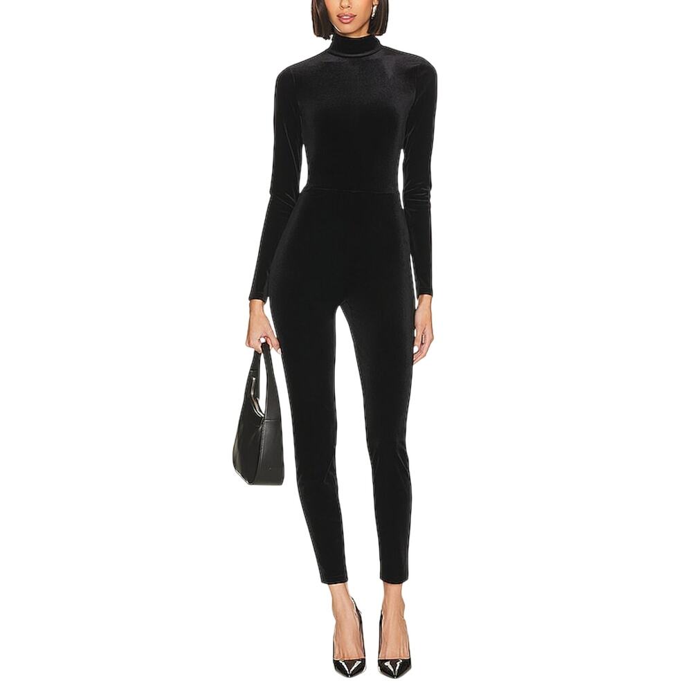 L'Agence Velvet Black Zahara Catsuit Size S